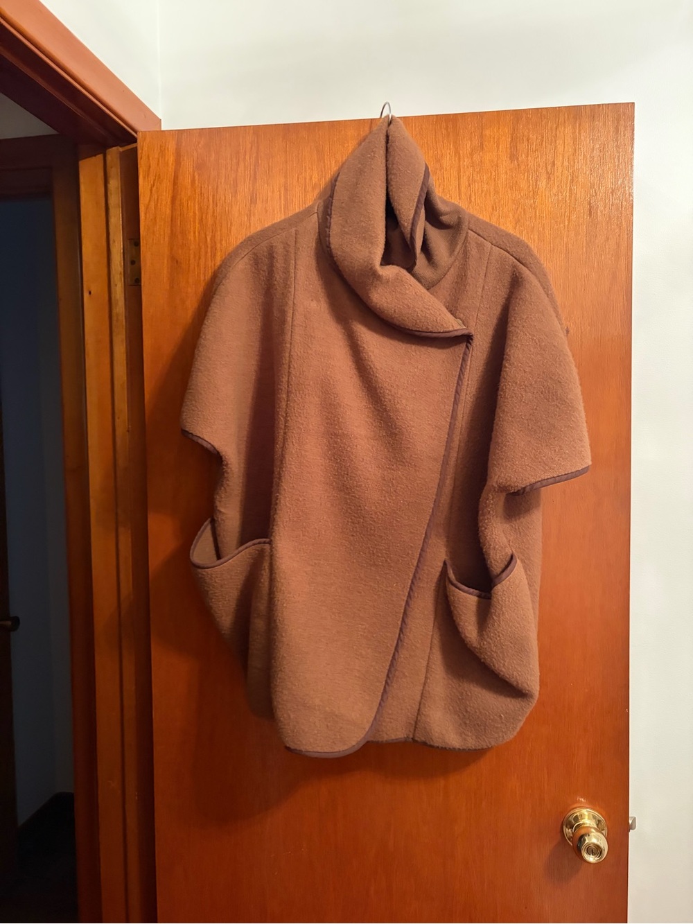 H&M Brown Funnel Neck Wool-Blend Cape Sweater